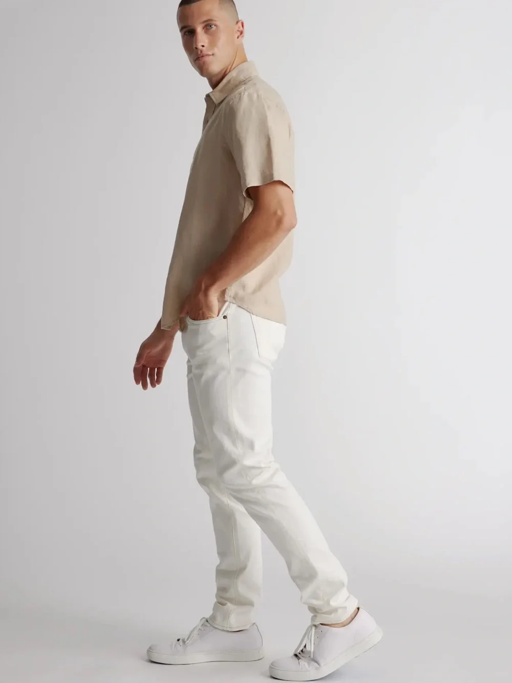 Quince NWT 100% European Linen Relaxed Short Sleeve Shirt Medium in Driftwood - Picture 4 of 10